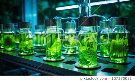 Photobioreactor in laboratory, algae biofuel industry 107370051