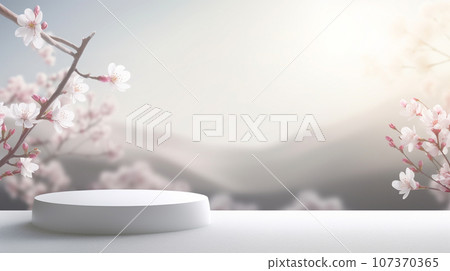 3d luxury white podium with blue nature background for your luxury product.Generative AI 3d luxury white podium with blue nature background for your luxury product.Generative AI 107370365