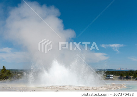 Geyser eruption in Yellowstone 107370458