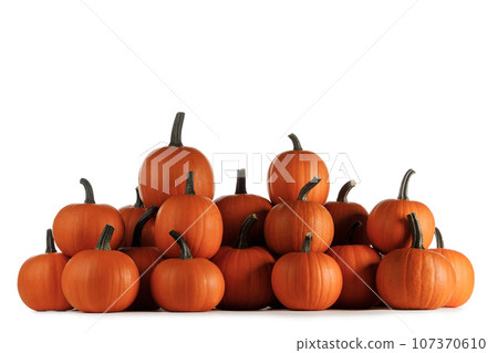 Heap of Pumpkins isolated on white 107370610