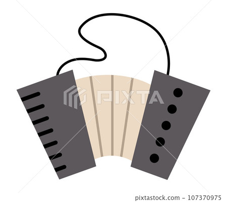 Vector accordion icon. Traditional French musical instrument. Harmonica illustration isolated on white background. 107370975