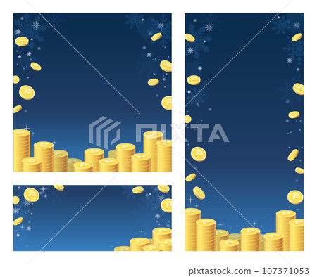 Blue background material with stacked coins _ size variation set Blue background material with stacked coins _ size variation set 107371053