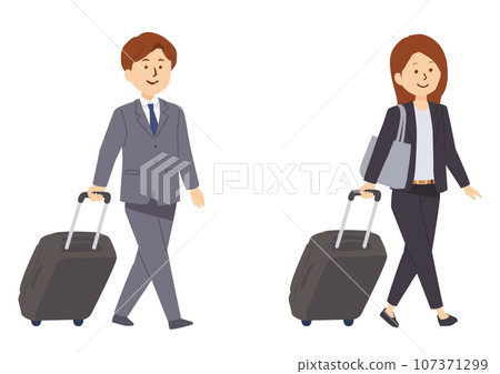 一位商務人士拉著行李箱的插圖 107371299