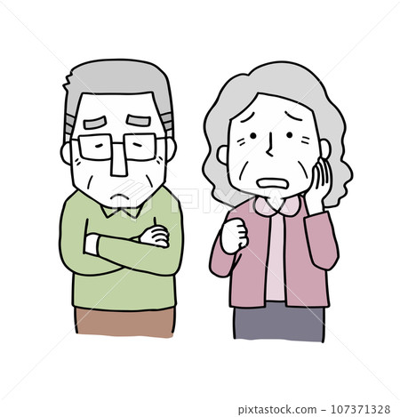 worried elderly couple worried elderly couple 107371328
