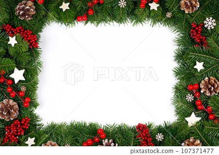 Christmas frame of tree branches 107371477