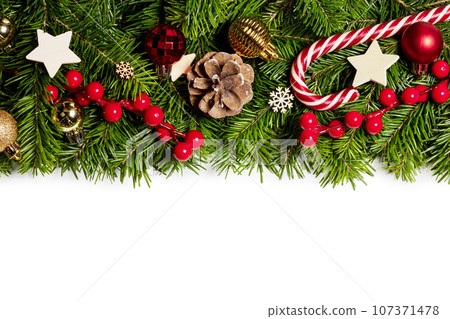 Christmas frame of tree branches 107371478