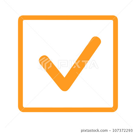 簡單的橙色複選標記 107372293