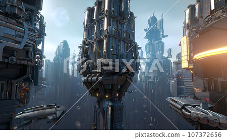 Future city ruled by machines_AI generated image Future city ruled by machines_AI generated image 107372656