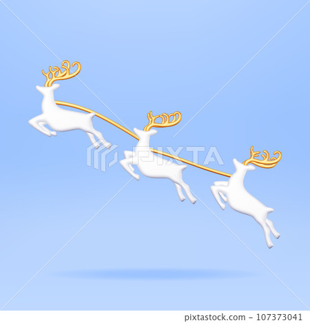 3D Christmas Cute Jumping Deers with Antlers 107373041