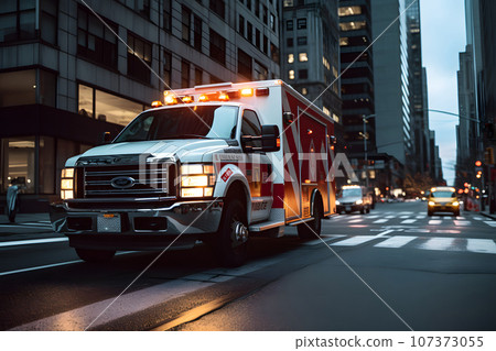ambulance on the background of the city ambulance on the background of the city 107373055