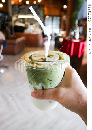 iced matcha latte or iced matcha green tea latte , iced green tea iced matcha latte or iced matcha green tea latte , iced green tea 107373256