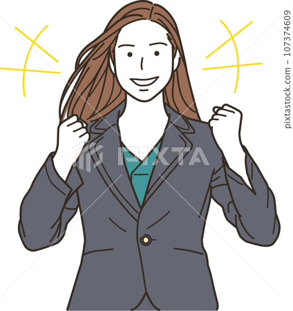 做膽量姿勢的年輕女商人 107374609