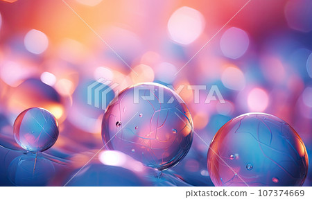 close-up composition of colorful glass bubbles. AI Generative 107374669