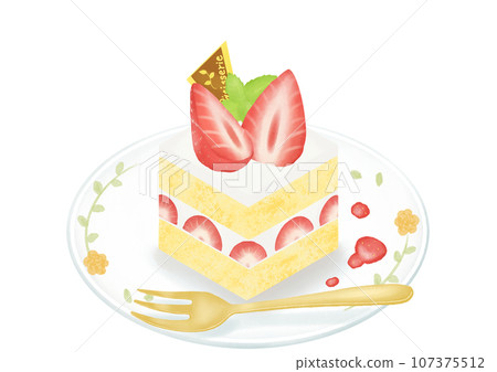 盤子裡的草莓蛋糕 盤子裡的草莓蛋糕 107375512