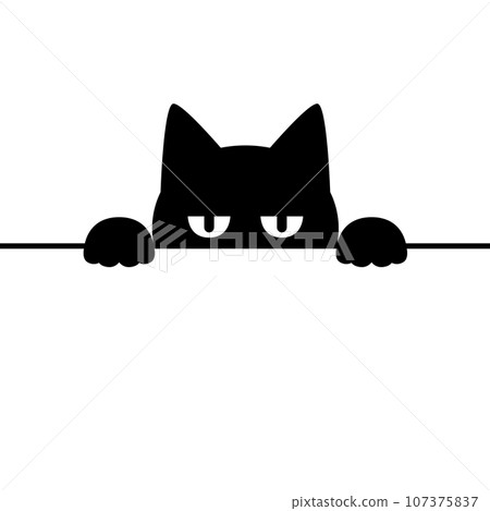 一隻貓向外張望的剪影插圖 一隻貓向外張望的剪影插圖 107375837
