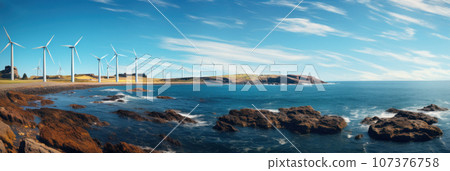 Offshore farm with wind turbines 107376758