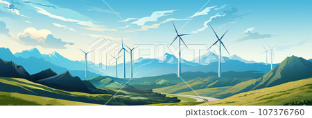 Wind turbines in the mountains Wind turbines in the mountains 107376760