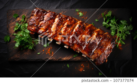 Delicious barbecued ribs 107377074