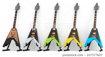 Set of electric acoustic guitar isolated on white background. Set of electric acoustic guitar isolated on white background. 107377607