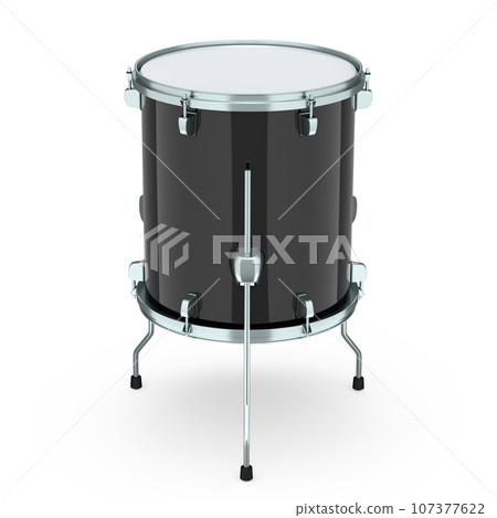 Realistic drum on white background. 3d render concept of musical instrument Realistic drum on white background. 3d render concept of musical instrument 107377622
