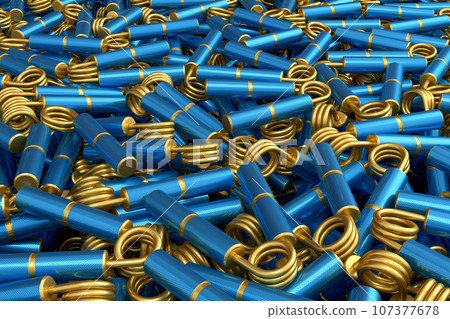 Pile of sport equipment like hand expander or resistance band on black Pile of sport equipment like hand expander or resistance band on black 107377678