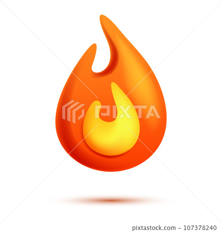 Fire flame 3d vector. Cartoon 3d isolated vector illustration 107378240
