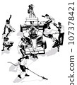 Drawing of a racing car pit stop 107378421