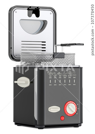 Domestic deep fryer, opened. 3D rendering 107378450
