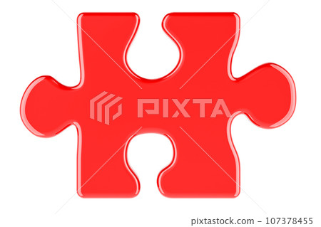 Red puzzle, front view. 3D rendering 107378455