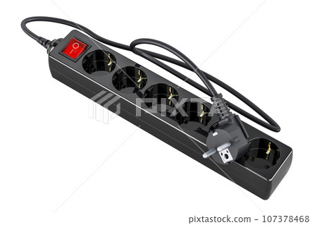 Surge protector or spike suppressor. 3D rendering Surge protector or spike suppressor. 3D rendering 107378468