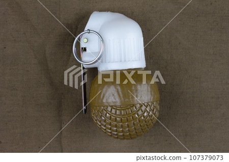 Soviet hand grenade RGO on khaki canvas 107379073