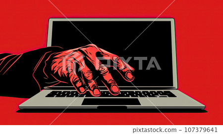 Cybersecurity concept, hand of man on laptop on red background, banner with copy space. The danger of hacker attacks. Personal Data and Network safety. Computer Cyber Security Day Cybersecurity concept, hand of man on laptop on red background, banner with copy space. The danger of hacker attacks. Personal Data and Network safety. Computer Cyber Security Day 107379641