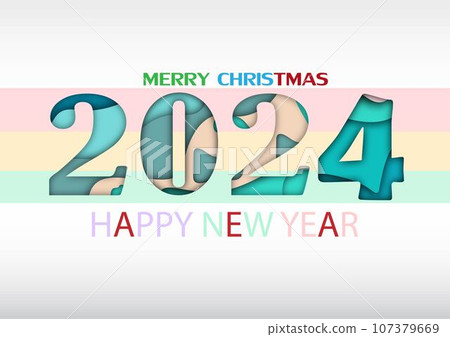 2024 happy new year.Paper cut 2024 word for new year festival.card,happy,Vector concept luxury designs and new year celebration. 107379669