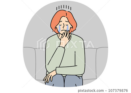 Unhappy woman cry suffer from depression Unhappy woman cry suffer from depression 107379876