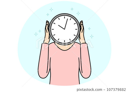 Person with clock instead of head 107379882
