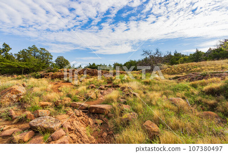 Daytime landscape of the Wichita Mountains National Wildlife Refuge 107380497