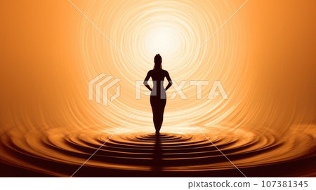 Woman Backlit in Yoga Pose in solid color background. Generative AI weber. Woman Backlit in Yoga Pose in solid color background. Generative AI weber. 107381345