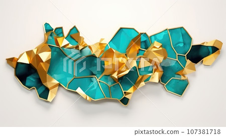 Abstract watercolor artwork mixed with buzzy geometric shapes 107381718