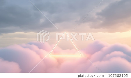 Lighting line a triangle in cloud background. Generative AI weber. 107382105
