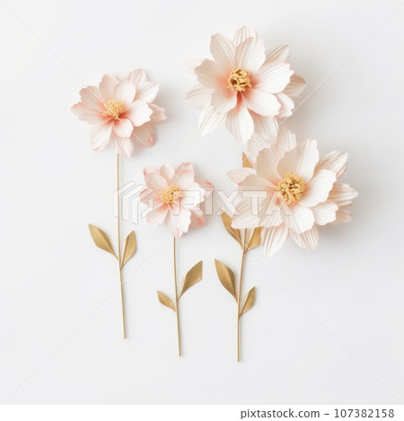Beautiful picture for template in minimal style white and gold and light pink colours with pink flowers for the occasion of the international mother's day on a white background. Generative AI weber. Beautiful picture for template in minimal style white and gold and light pink colours with pink flowers for the occasion of the international mother's day on a white background. Generative AI weber. 107382158