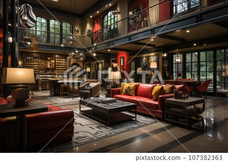 Luxury garage in castle save house. Car lot or parking lot. Generative AI 107382363