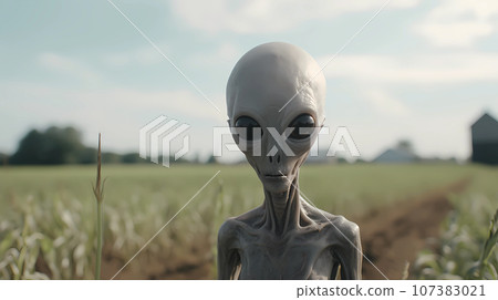 Hand drawn alien illustration 107383021