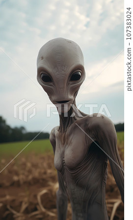 手绘外星人插画 107383024