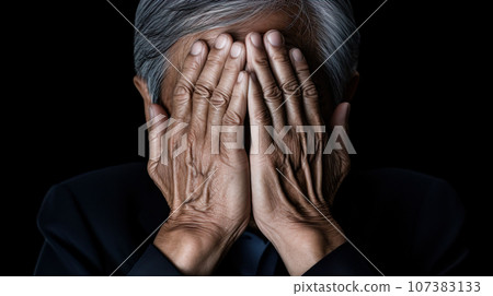 一位老人雙手摀臉的“人工智慧生成圖像” 一位老人雙手摀臉的“人工智慧生成圖像” 107383133