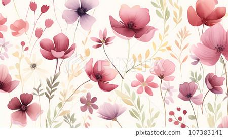 手绘卡通花卉纹理插画背景素材 107383141