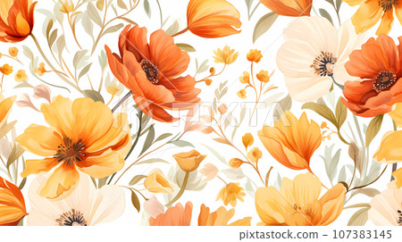 手绘卡通花卉纹理插画背景素材 107383145
