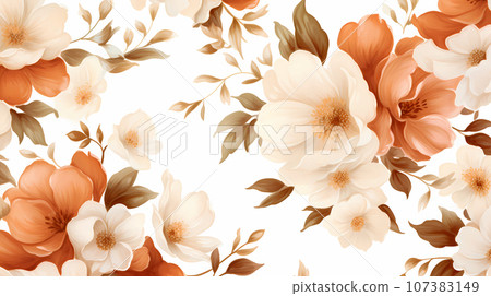 手绘卡通花卉纹理插画背景素材 107383149