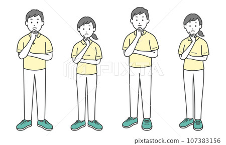 Caregivers male and female worried with their hands on their faces Caregivers male and female worried with their hands on their faces 107383156