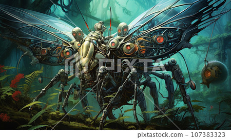 Harmonious Coexistence: Biomechanical Creatures in the Techno Jungle 107383323