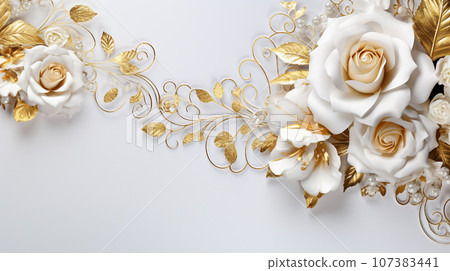 美麗的白玫瑰和蕾絲背景 美麗的白玫瑰和蕾絲背景 107383441